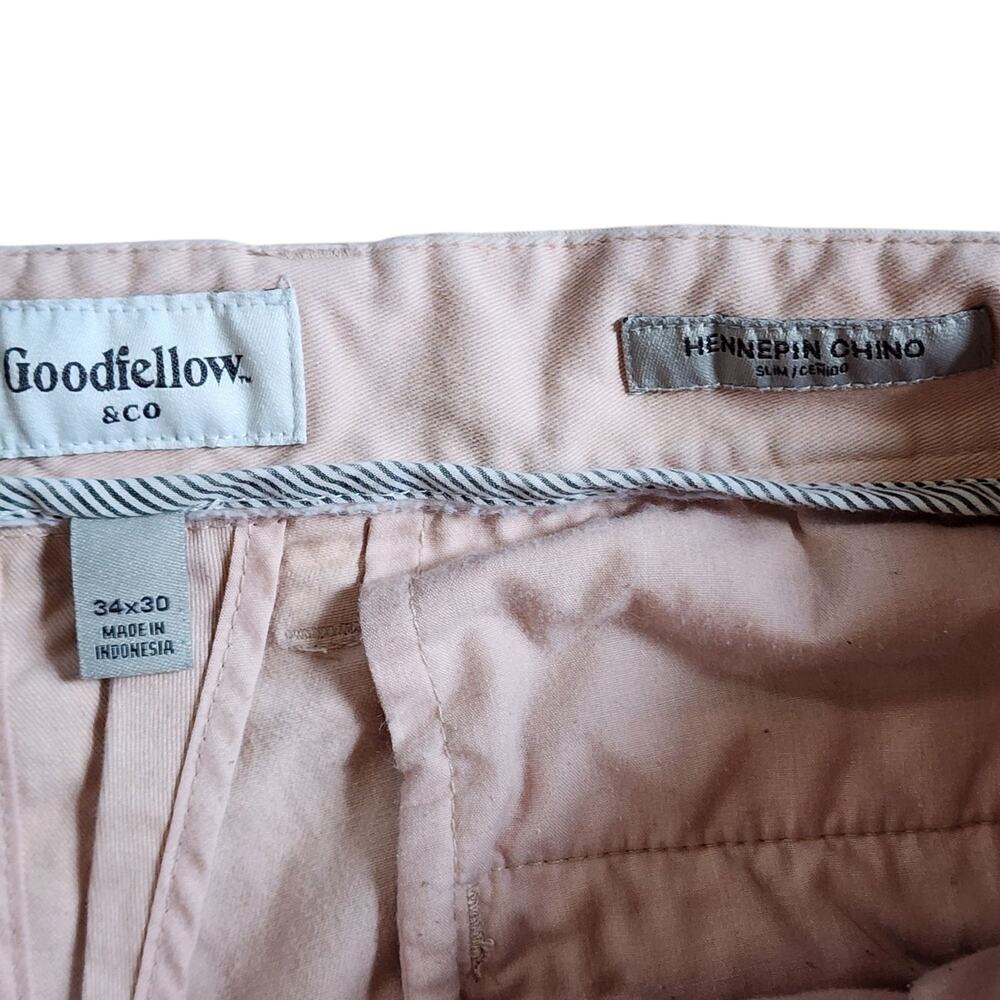 Goodfellow Mens Slim Straight Hennepin Chino Pants Size 34 X 30 Pink Khaki - Picture 5 of 9